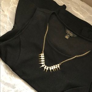 Thalia Sodi Black Preplum Blouse with Necklace